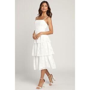 Lulus Grace And Beauty White Burnout Floral Print Tiered Dress - Size L